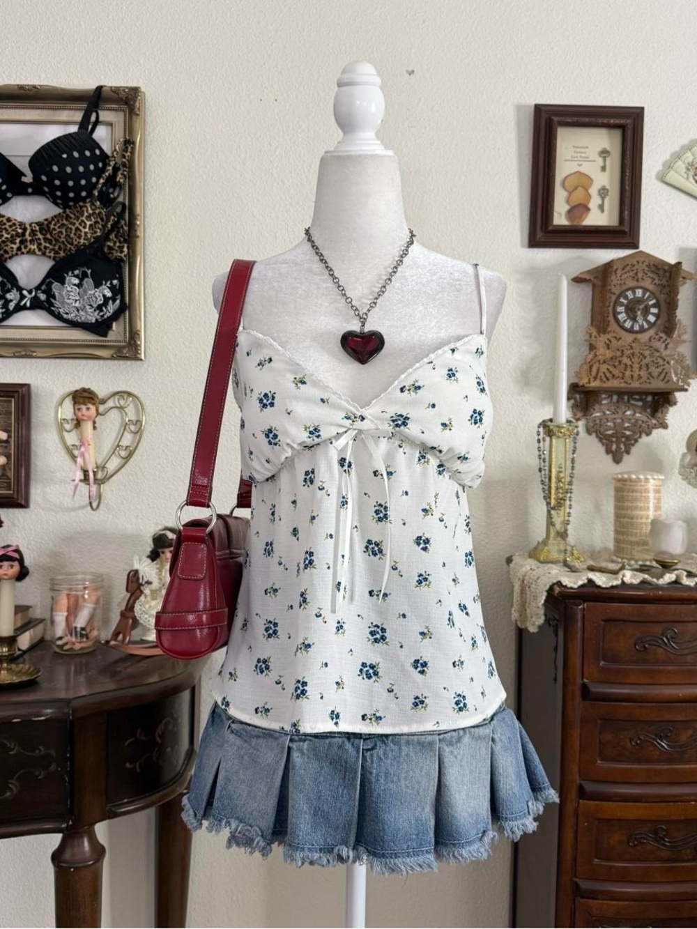 Dainty coquette floral cottagecore babydoll top